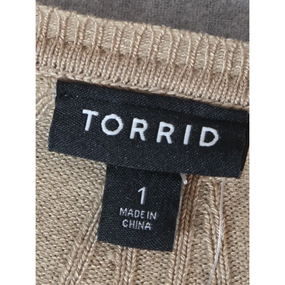 Torrid Knit Sweater Dress Women Size 1X Beige 3/4 Sleeve Boho Stretch Long NEW - Picture 9 of 13